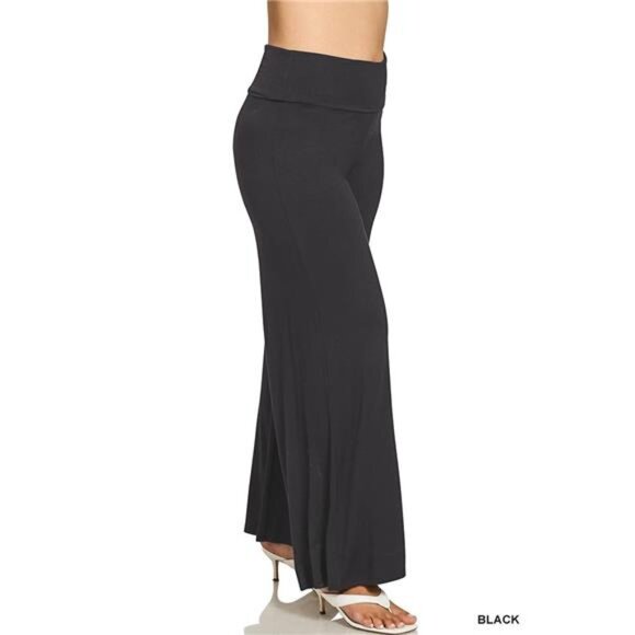 Zenana Full Size Fold Over Waist Comfy Wide Leg Pants Plus Size - Picture 3 of 3